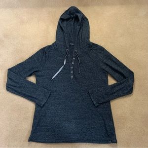 Prana heathered charcoal lightweight hooded sweater